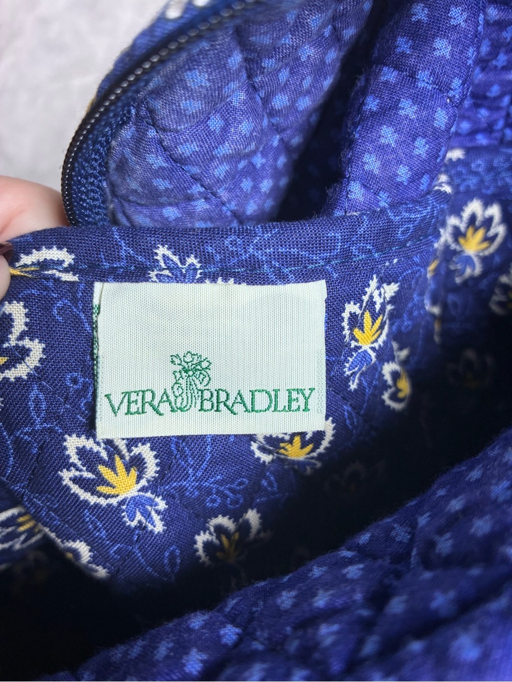 Vera Bradley Maison Blue Vintage Zippered Villager Medium Tote Bag - Picture 8 of 12